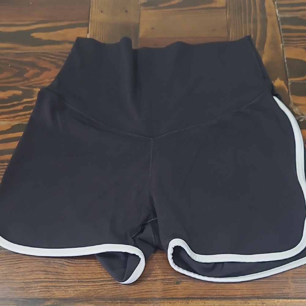 Aerie Black Athletic Shorts with White Trim